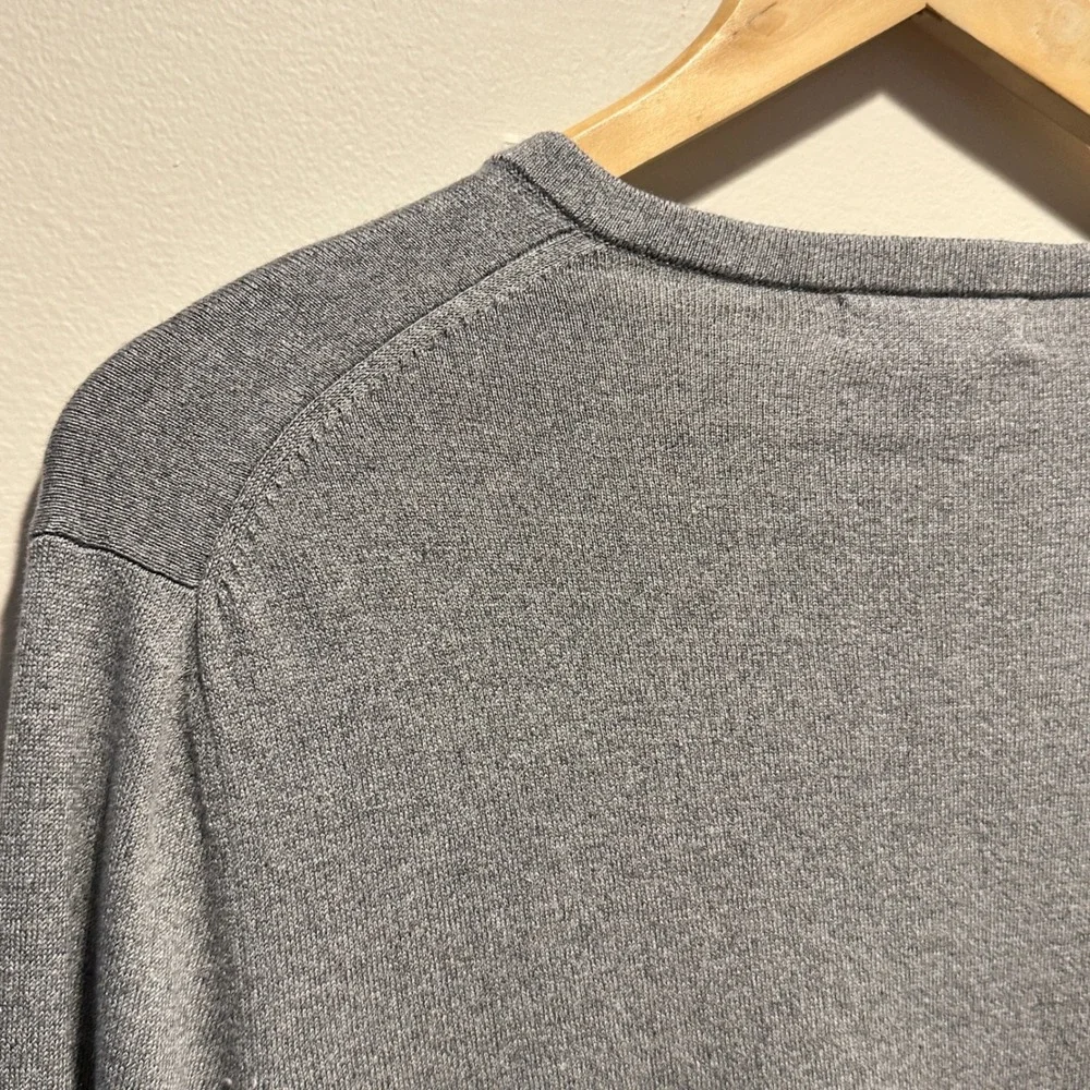 Banana Republic V-Neck Sweater Mens Large Silk Cotton Cashmere Gray Luxury Blend